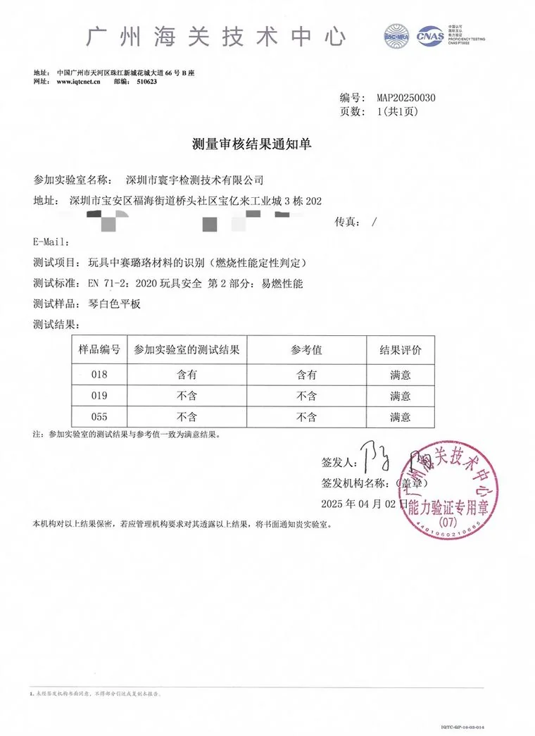 Cellulose nitrate material identification (burning test)