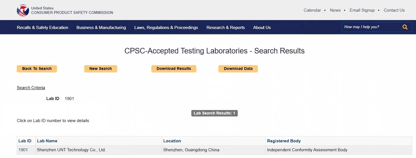 CPSC-Accepted Testing Laboratory