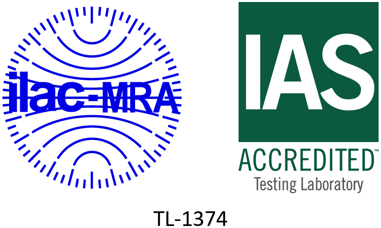 ILAC-MRA and IAS accredited laboratory mark